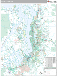 Puget Sound Metro Area Wall Map Premium Style 2024